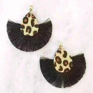 NWT Boutique Leopard Tassel Earrings